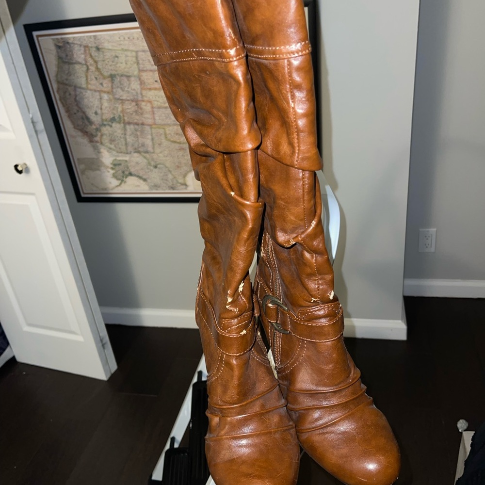 G By GUESS Brown Faux Leather Boots